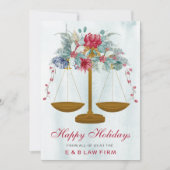 金ゴールドジャスティススケールホリーリース法律事務所クリスマス シーズンカード (正面)