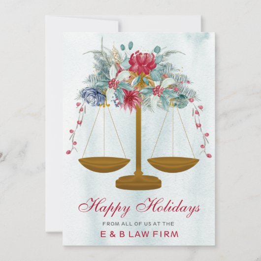 金ゴールドジャスティススケールホリーリース法律事務所クリスマス シーズンカード (正面)