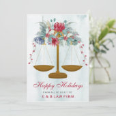 金ゴールドジャスティススケールホリーリース法律事務所クリスマス シーズンカード (スタンド正面)