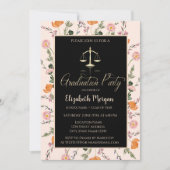 金ゴールドジャスティススケールワイルドフラワー卒業 招待状 (正面)