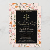 金ゴールドジャスティススケールワイルドフラワー卒業 招待状 (正面/裏面)