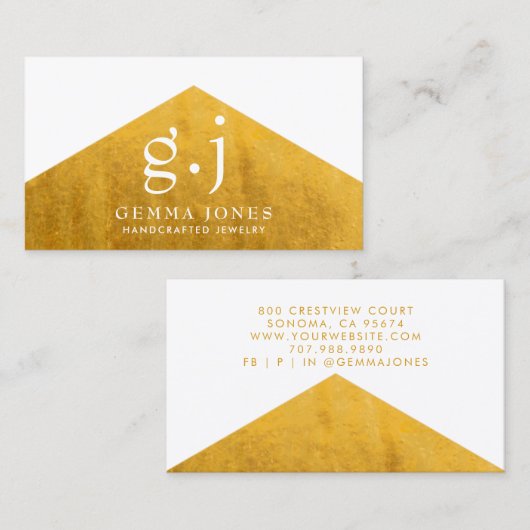 金ゴールドジュエリーデザイフェイクナーゴールドフォイルエッジ 名刺 (正面/裏面)