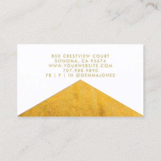 金ゴールドジュエリーデザイフェイクナーゴールドフォイルエッジ 名刺 (裏面)