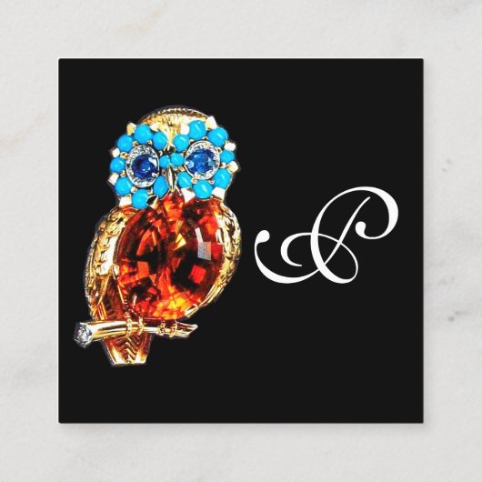 金ゴールドジュエルフクロムズモノグラム、ブルーサファイアトパス、ブラック スクエア名刺 (裏面)