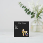 金ゴールドジュエルフクロムズモノグラム、ブルーサファイアトパス、ブラック スクエア名刺 (スタンド正面)