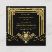 金ゴールドジュエルブラックエレガントデザイナー スクエア名刺 (裏面)