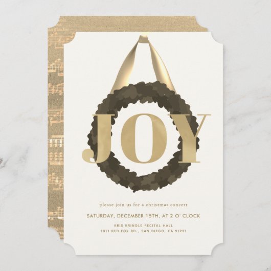 金ゴールドジョイグリーンリースクリスマスコンサートリサイタル 招待状 (正面/裏面)