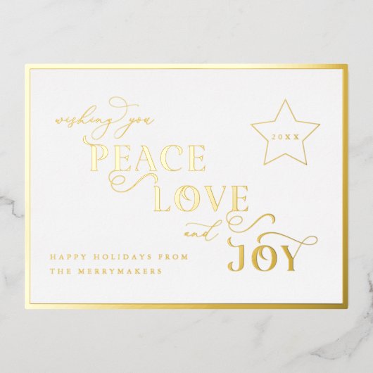 金ゴールドジョイフォイルポストカードクリスマスホリデーグリーティング 箔シーズンポストカード (正面)