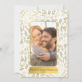 金ゴールドジョイフォイル植物学モダングラムホリデーフォト シーズンカード