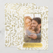 金ゴールドジョイフォイル植物学モダングラムホリデーフォト シーズンカード (正面/裏面)