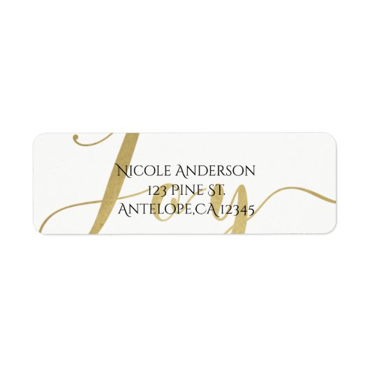 金ゴールドジョイホリデーニューイヤークリスマスパーソナライズされた ラベル (正面)