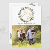 金ゴールドジョイリースクリスマスファミリーフォトカード シーズンカード (正面/裏面)