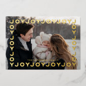 金ゴールドジョイ喜びフレーム写真クリスマス 箔シーズンカード (正面)