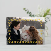 金ゴールドジョイ喜びフレーム写真クリスマス 箔シーズンカード (立ち正面)