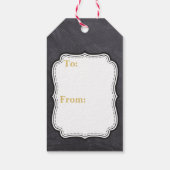 金ゴールドジョーチョークボードクリスマスフォトホリデー ギフトタグ (裏面)