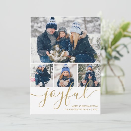 金ゴールドジョーブル4フォトメリークリスマスカード シーズンカード (スタンド正面)