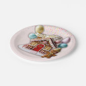 金ゴールドジンジャーブレッドハウスベビーシャワー ペーパープレート (アングル)