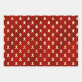 金ゴールドジンジャーブレッドマン、ホリーとキャンディーキャン ラッピングペーパーシート (正面3)