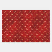 金ゴールドジンジャーブレッドマン、ホリーとキャンディーキャン ラッピングペーパーシート (正面)