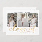 金ゴールドスお洒落クリプト写真の卒業 案内ポストカード (正面/裏面)