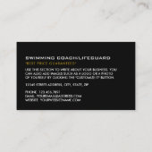 金ゴールドスイミングアイコン、スイミングコーチとライフガード 名刺 (裏面)