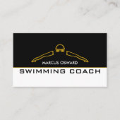 金ゴールドスイミングアイコン、スイミングコーチとライフガード 名刺 (正面)