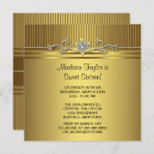 金ゴールドスウィート16バースデーパーティー 招待状 (正面/裏面)