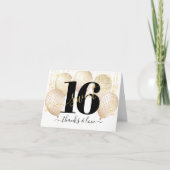 金ゴールドスウィート16誕生日バルーンモダンラグジュアリーグラム サンキューカード (正面)