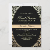 金ゴールドスウィート16誕生日招待状 招待状 (正面)