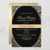 金ゴールドスウィート16誕生日招待状 招待状 (正面/裏面)