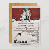 金ゴールドスウェーデンパスポート結婚式招待状 招待状 (正面/裏面)