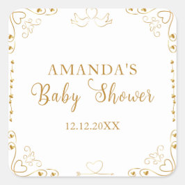 金ゴールドスエレガントイーテアールバレンタインデーシャワー スクエアシール