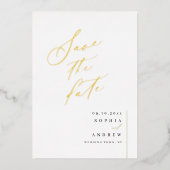 金ゴールドスエレガントクリプトのミニマル日付の保存 箔招待状 (正面)