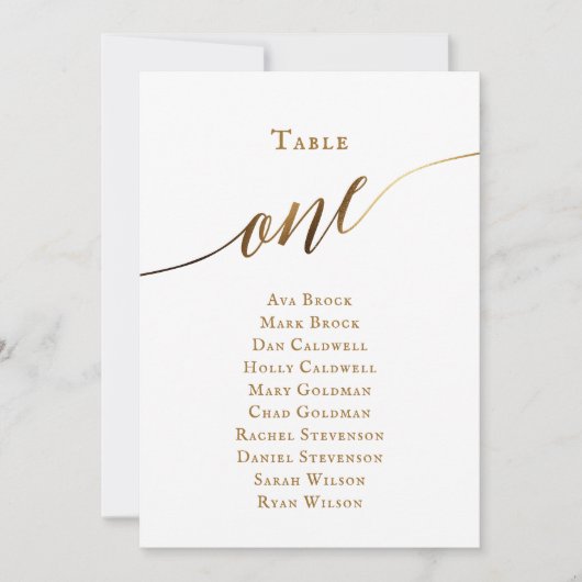 金ゴールドスエレガントクリプトの表番号1シーティンググラフ 招待状 (正面)