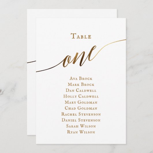 金ゴールドスエレガントクリプトの表番号1シーティンググラフ 招待状 (正面/裏面)