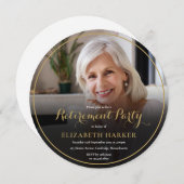 金ゴールドスエレガントクリプト写真の削除パーティー 招待状 (正面/裏面)