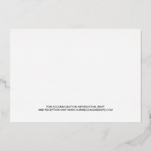 金ゴールドスエレガントクリプト文字オーバーレイ結婚写真 箔招待状 (裏面)