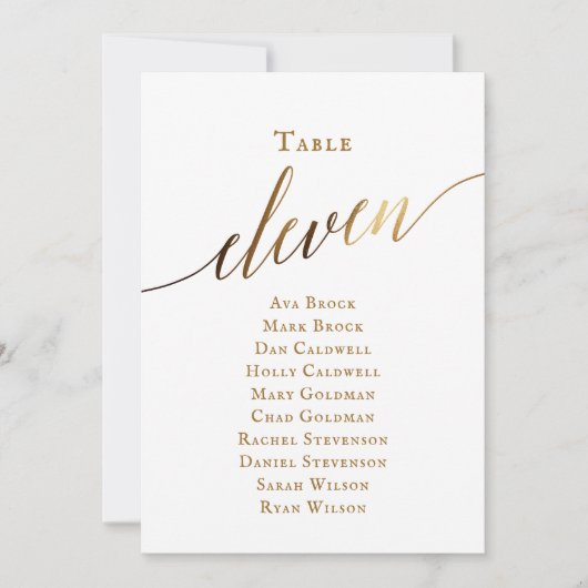 金ゴールドスエレガントクリプト表番号11シーティンググラフ 招待状 (正面)