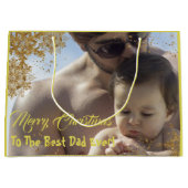 金ゴールドスエレガントク最高のパパエバーメリークリスマス ラージペーパーバッグ (正面)