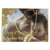 金ゴールドスエレガントク最高のパパエバーメリークリスマス ラージペーパーバッグ (裏面)