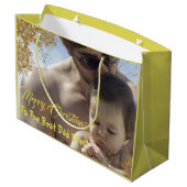 金ゴールドスエレガントク最高のパパエバーメリークリスマス ラージペーパーバッグ (裏面アングル)