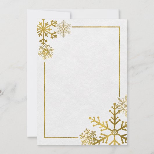 金ゴールドスエレガントノーフレークスホリデーウィンター招待状 招待状 (裏面)