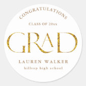 金ゴールドスエレガントパークル大学院ステッカー ラウンドシール (正面)