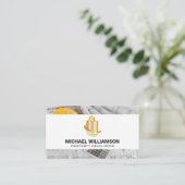 金ゴールドスカイスクレーパー建物 | ブループリント 名刺 (スタンド正面)