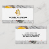 金ゴールドスカイスクレーパー建物 | ブループリント 名刺 (正面/裏面)