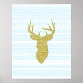 金ゴールドスカイブルー子供部屋デコールディアトリバルパターン ポスター (正面)