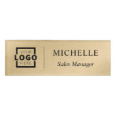 金ゴールドスカスタムガット付きビジネス従業員ロゴ 名札 (正面)