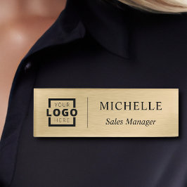 金ゴールドスカスタムガット付きビジネス従業員ロゴ 名札