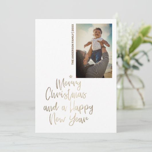 金ゴールドスカスタムクリスマスホリデーカード シーズンカード (スタンド正面)