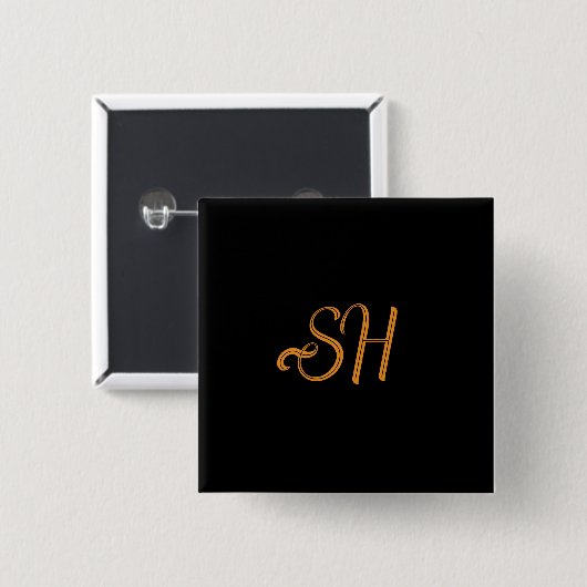 金ゴールドスカスタムクリプトイニシャル 缶バッジ (正面&裏面)